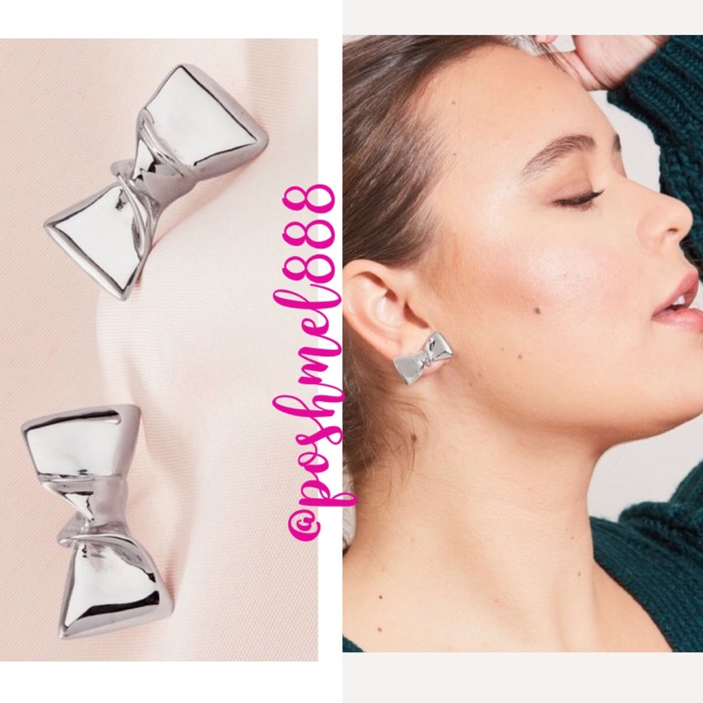 Stella & Dot | Elegant SILVER Bow Stud Earrings